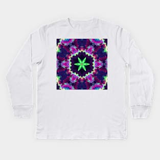 Psychedelic Kaleidoscope Purple Pink and Green Kids Long Sleeve T-Shirt